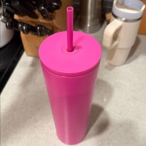 Hot Pink Tumbler with Straw